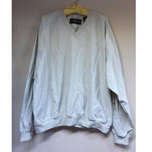 Page & Tuttle Men's Large DC Logo V-Neck Pullover Sweater Lightweight Beige New